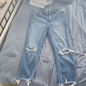 Flying Monkey Light Blue Distressed Ankle Jeans